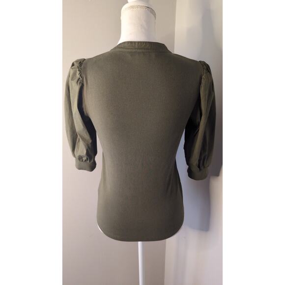 Veronica Beard basic Y2K style olive green button up polo - Picture 4 of 9